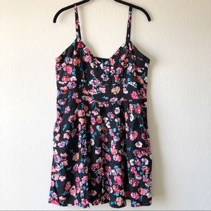 Express black floral dress with pockets